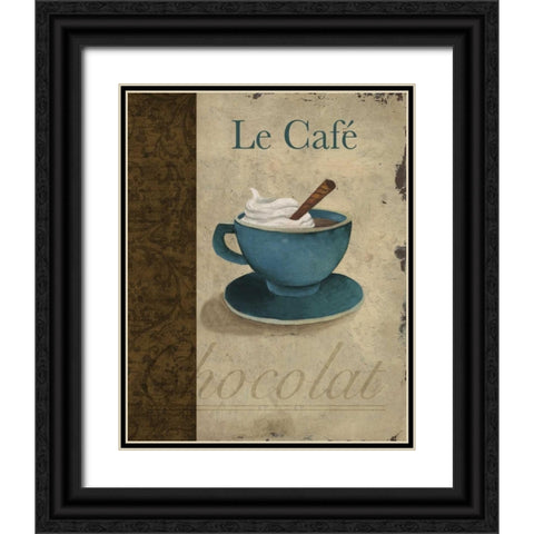 Le Cafe Black Ornate Wood Framed Art Print with Double Matting by Medley, Elizabeth