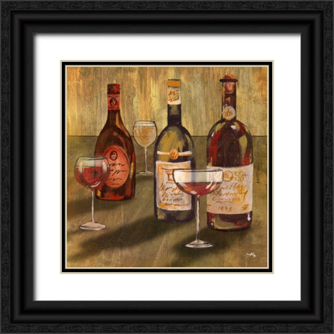 Bottle of Wine II Black Ornate Wood Framed Art Print with Double Matting by Medley, Elizabeth