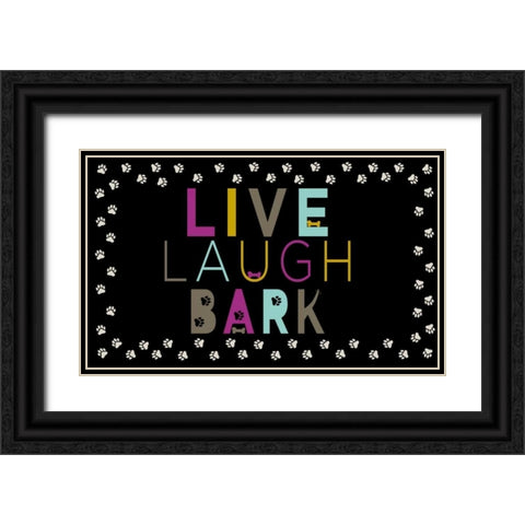 Run, Play, Wag Black Ornate Wood Framed Art Print with Double Matting by SD Graphics Studio
