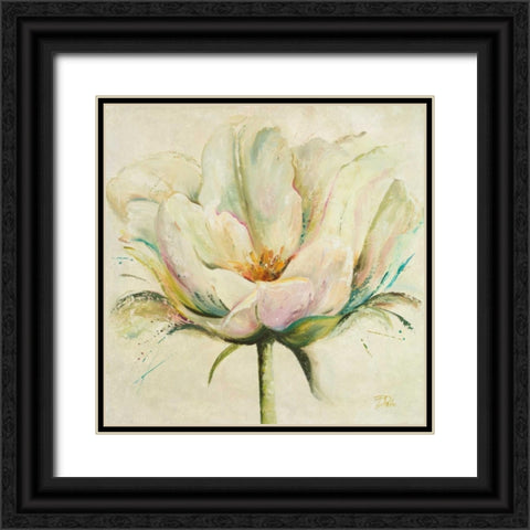 White Double Tulips II Black Ornate Wood Framed Art Print with Double Matting by Pinto, Patricia