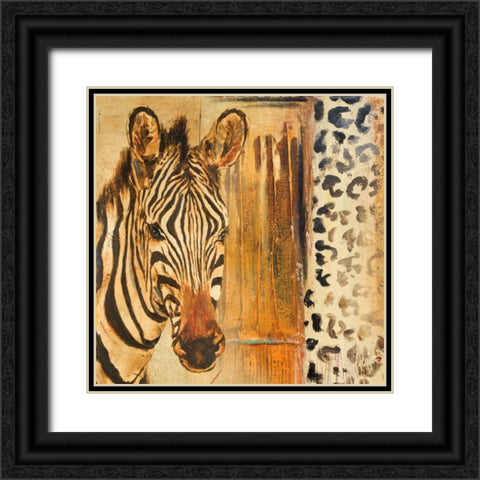 New Safari on Gold Square I Black Ornate Wood Framed Art Print with Double Matting by Pinto, Patricia