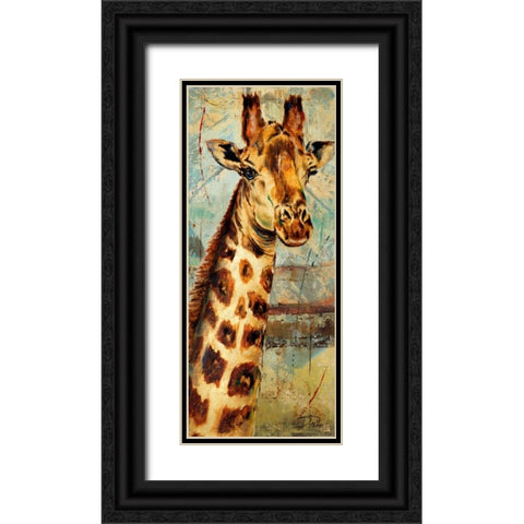 New Safari on Teal I Black Ornate Wood Framed Art Print with Double Matting by Pinto, Patricia