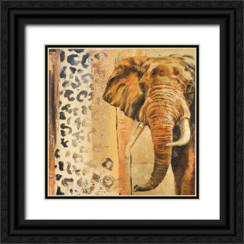 New Safari on Gold Square IV Black Ornate Wood Framed Art Print with Double Matting by Pinto, Patricia