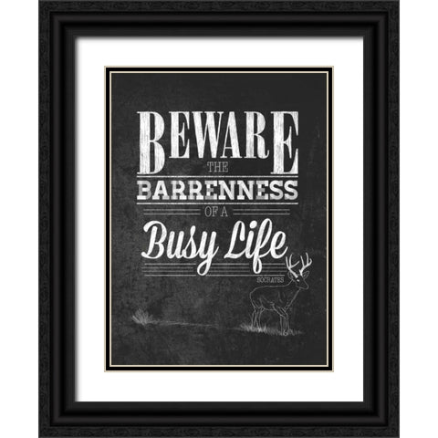 Beware with Border Black Ornate Wood Framed Art Print with Double Matting by Sundance Studio