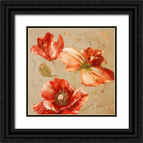 Dance of Poppies I Black Ornate Wood Framed Art Print with Double Matting by Pinto, Patricia