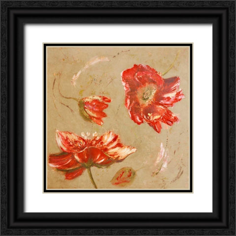 Dance of Poppies II Black Ornate Wood Framed Art Print with Double Matting by Pinto, Patricia