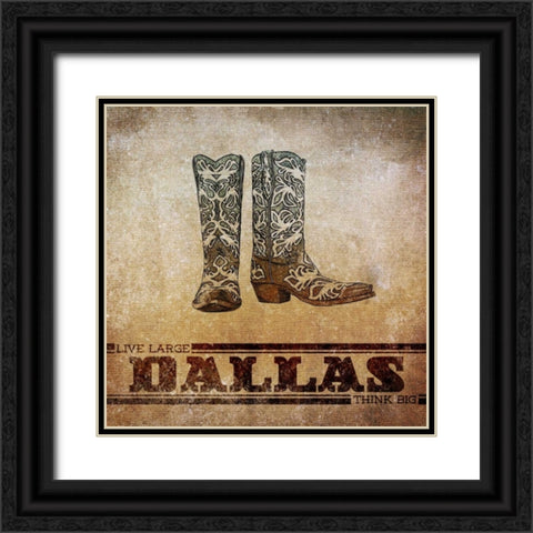 Dallas Border Black Ornate Wood Framed Art Print with Double Matting by Sundance Studio