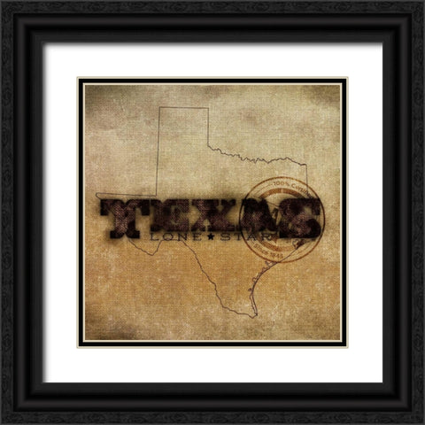 Texas Lone Star Border Black Ornate Wood Framed Art Print with Double Matting by Sundance Studio