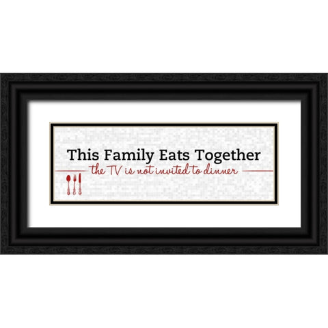 Family Eats Together Black Ornate Wood Framed Art Print with Double Matting by SD Graphics Studio