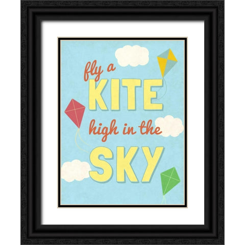 Fly a Kite Black Ornate Wood Framed Art Print with Double Matting by SD Graphics Studio