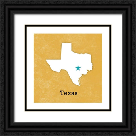 Texas Black Ornate Wood Framed Art Print with Double Matting by SD Graphics Studio