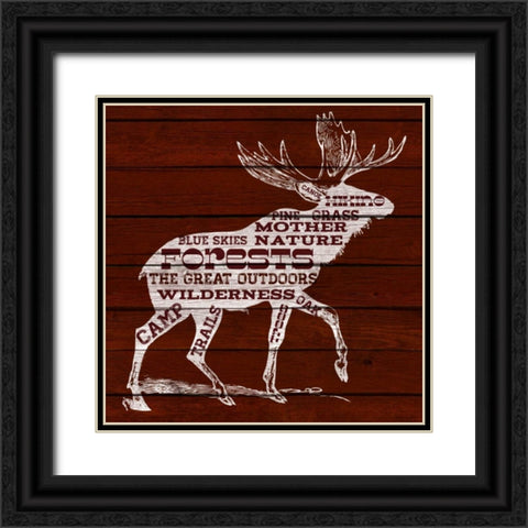 Moose Text Black Ornate Wood Framed Art Print with Double Matting by SD Graphics Studio