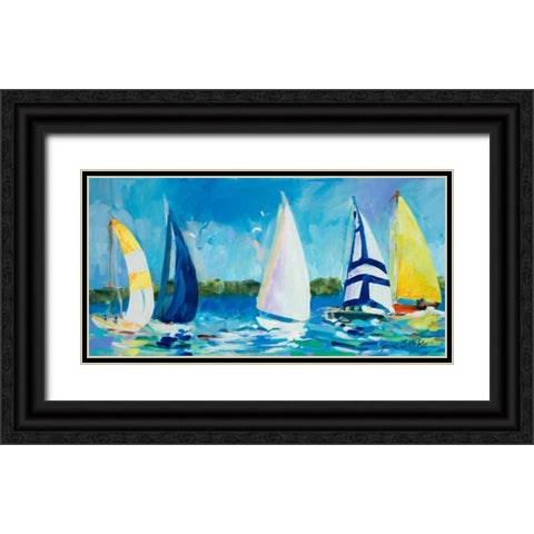 The Regatta I Black Ornate Wood Framed Art Print with Double Matting by Slivka, Jane