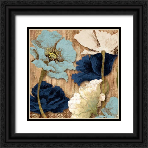 Blue Joyful Poppies II Black Ornate Wood Framed Art Print with Double Matting by Medley, Elizabeth