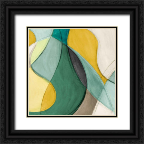 Curving Color Square II Black Ornate Wood Framed Art Print with Double Matting by Loreth, Lanie