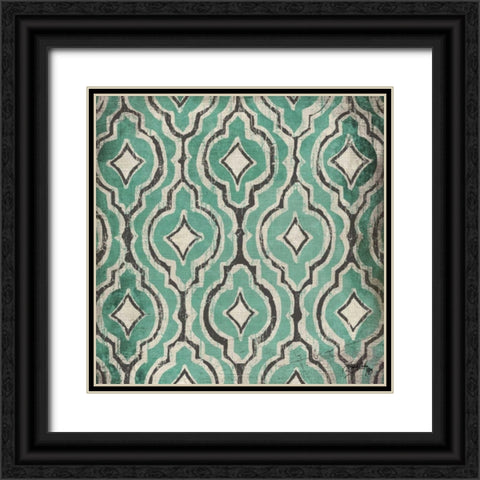 Turquoise Modele II Black Ornate Wood Framed Art Print with Double Matting by Medley, Elizabeth