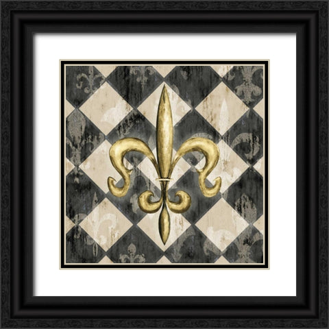 Black Diamond Fleur de Lys I Black Ornate Wood Framed Art Print with Double Matting by Edwins, Hugo