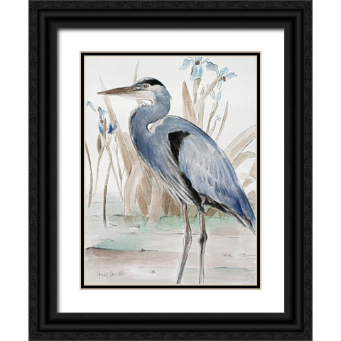 Neutral Heron Black Ornate Wood Framed Art Print with Double Matting by Loreth, Lanie