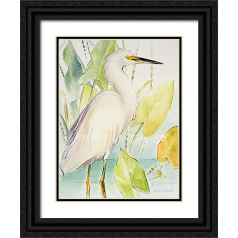 Snowy Egret Black Ornate Wood Framed Art Print with Double Matting by Loreth, Lanie