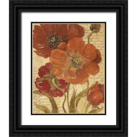 Red Scripted Beauty I Black Ornate Wood Framed Art Print with Double Matting by Medley, Elizabeth