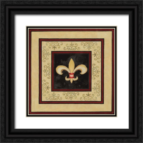 Fleur de Lys I Black Ornate Wood Framed Art Print with Double Matting by Gaynor, Janice