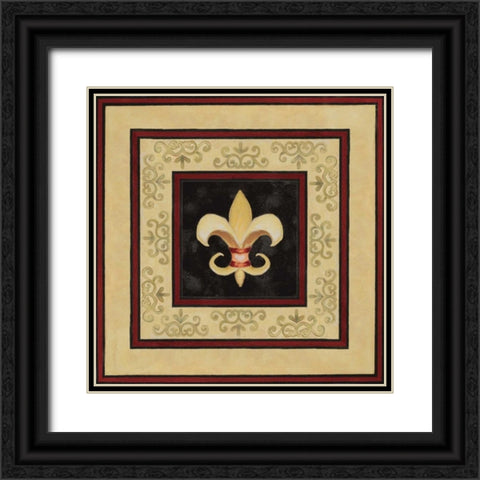 Fleur de Lys II Black Ornate Wood Framed Art Print with Double Matting by Gaynor, janice