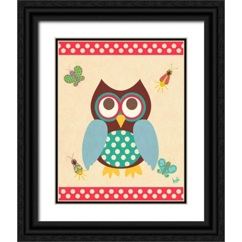 Wise Owls I Black Ornate Wood Framed Art Print with Double Matting by Metz, Andi