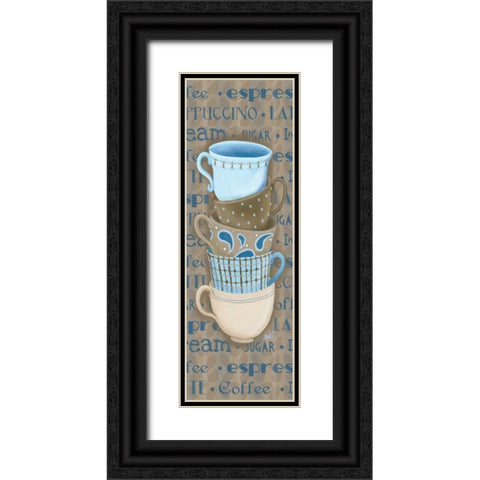 Coffee Cup Stack I Black Ornate Wood Framed Art Print with Double Matting by Metz, Andi