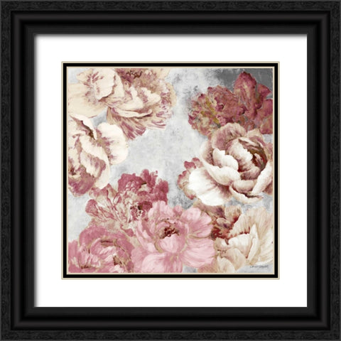 Florals in Pink and Cream Black Ornate Wood Framed Art Print with Double Matting by Loreth, Lanie