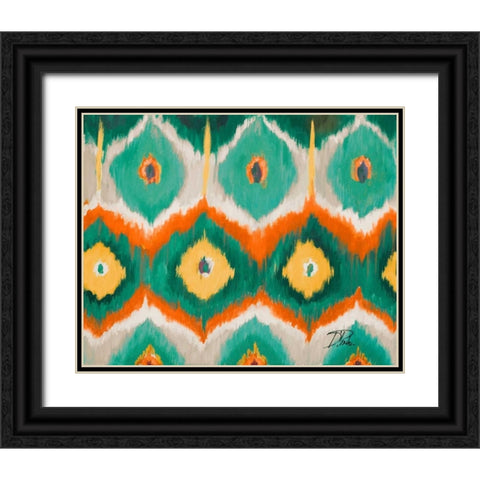 Tropical Ikat II Black Ornate Wood Framed Art Print with Double Matting by Pinto, Patricia