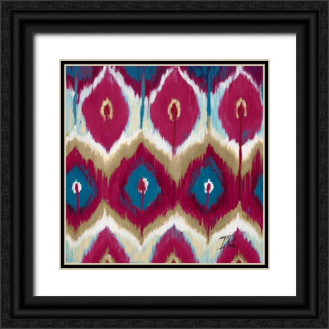 Red Tropical Ikat II Black Ornate Wood Framed Art Print with Double Matting by Pinto, Patricia