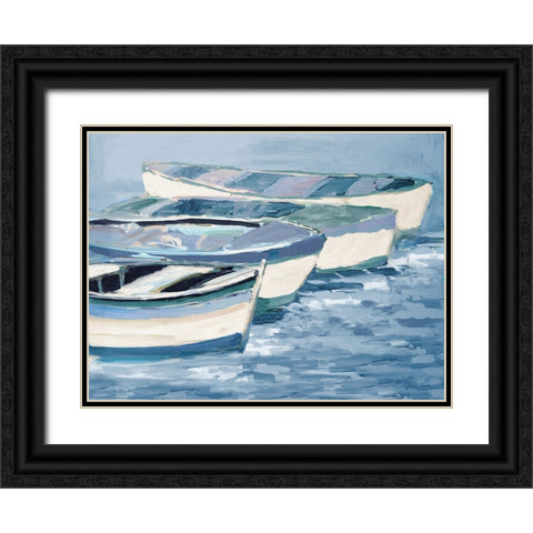 Blue Keep Rowing Black Ornate Wood Framed Art Print with Double Matting by Slivka, Jane