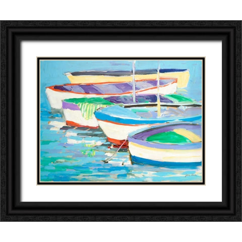 Row Your Boats Black Ornate Wood Framed Art Print with Double Matting by Slivka, Jane
