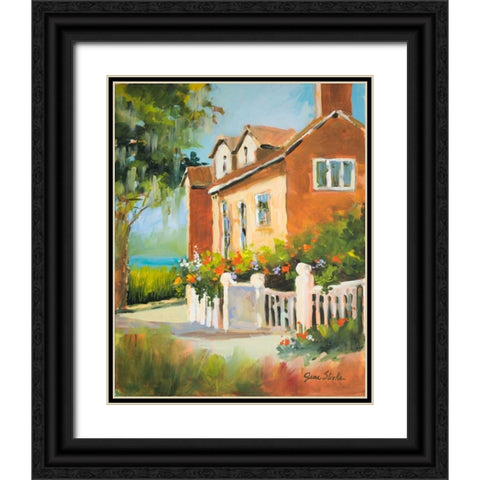 Summertime Cottage Black Ornate Wood Framed Art Print with Double Matting by Slivka, Jane
