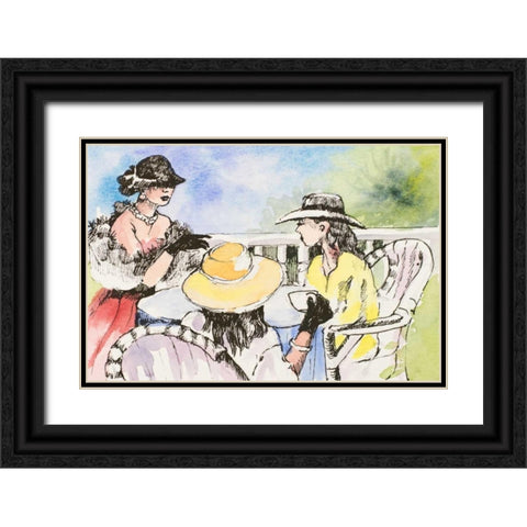 Tea Party Black Ornate Wood Framed Art Print with Double Matting by Slivka, Jane