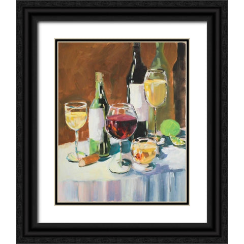 Wine Party Black Ornate Wood Framed Art Print with Double Matting by Slivka, Jane