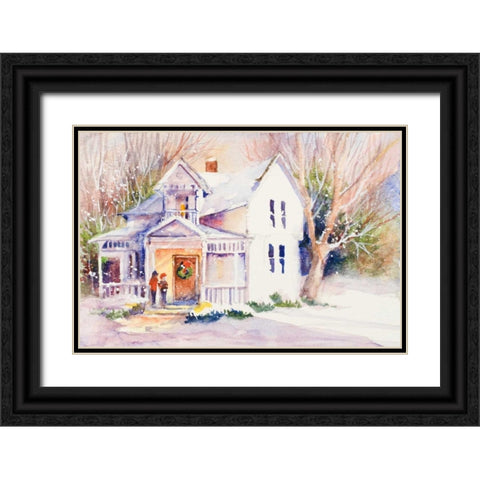Winter Stroll Black Ornate Wood Framed Art Print with Double Matting by Slivka, Jane