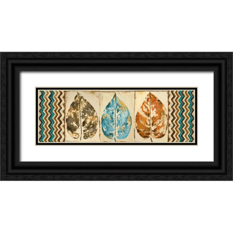Chevron Leaves Panel II Black Ornate Wood Framed Art Print with Double Matting by Pinto, Patricia