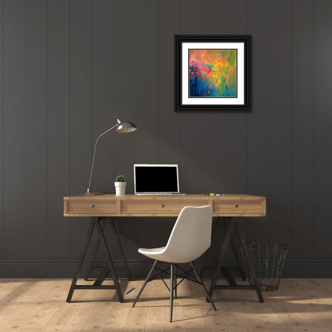 Ikat in indigo lemon Black Ornate Wood Framed Art Print with Double Matting by Flynn, Annie