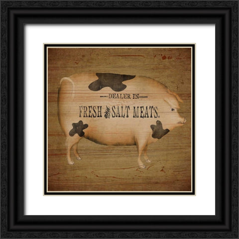 Pig Sign Black Ornate Wood Framed Art Print with Double Matting by Albert, Beth