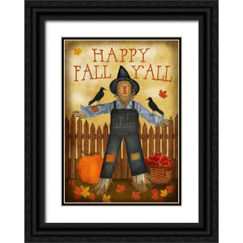 Happy Fall Yall Black Ornate Wood Framed Art Print with Double Matting by Albert, Beth