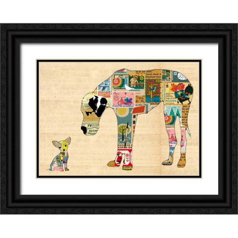 Big dog little dog Black Ornate Wood Framed Art Print with Double Matting by Schoen, Claudia