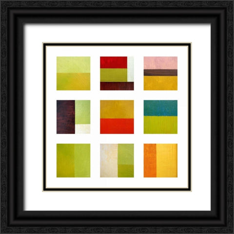 Color study collage Black Ornate Wood Framed Art Print with Double Matting by Calkins, Michelle