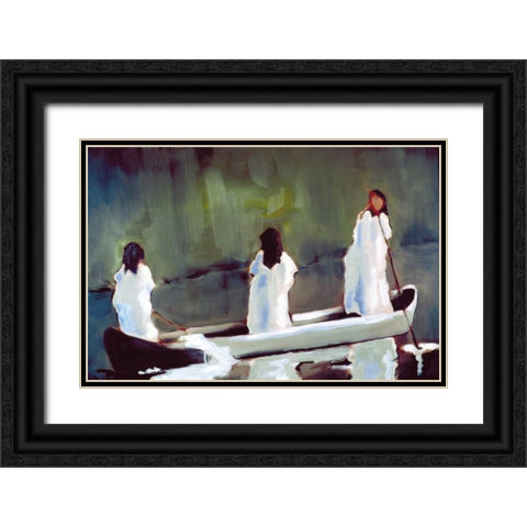 Tres Mujeres Black Ornate Wood Framed Art Print with Double Matting by Hoffman, Kate