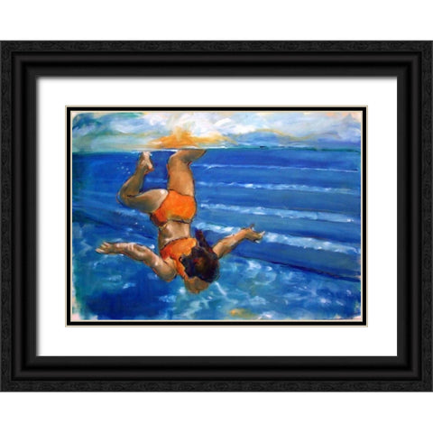 Watergirl Black Ornate Wood Framed Art Print with Double Matting by Hoffman, Kate