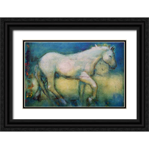 White Horse 1 Black Ornate Wood Framed Art Print with Double Matting by Hoffman, Kate