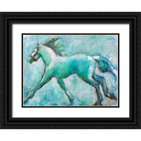 Running Horse Black Ornate Wood Framed Art Print with Double Matting by Hoffman, Kate