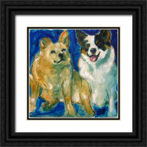 Pooches Black Ornate Wood Framed Art Print with Double Matting by Hoffman, Kate