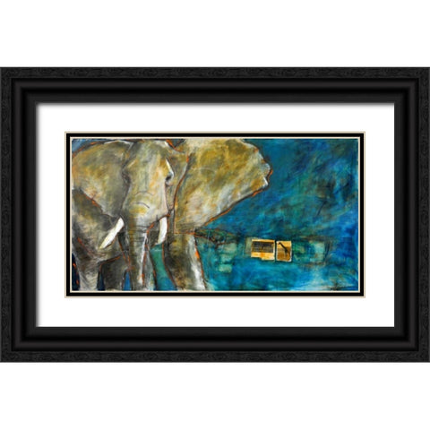 Elephant 2 Black Ornate Wood Framed Art Print with Double Matting by Hoffman, Kate