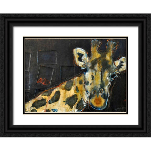 Giraffe Black Ornate Wood Framed Art Print with Double Matting by Hoffman, Kate